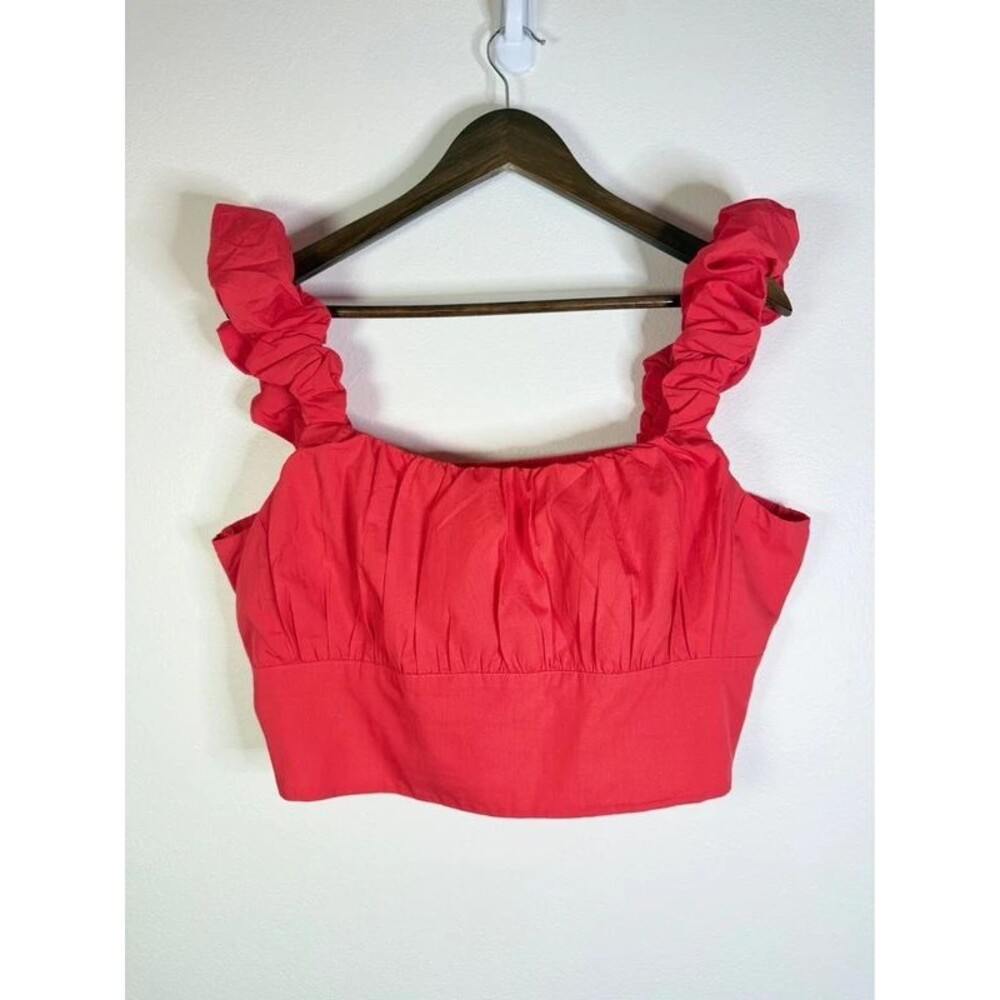 Abercrombie & Fitch Size XL Crop Top Smocked Ruched Tank Red Coral Resort Beach